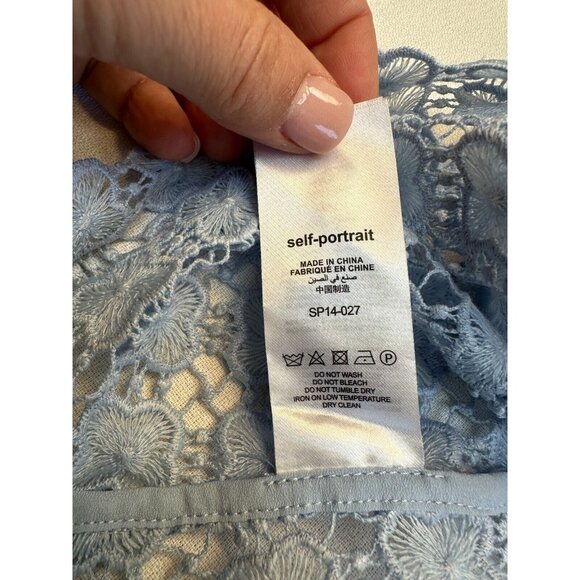 Self Portrait Blouse Top Petal Panelled Top Baby Blue Size 0 UK4 Orig Price $340 - Picture 14 of 16